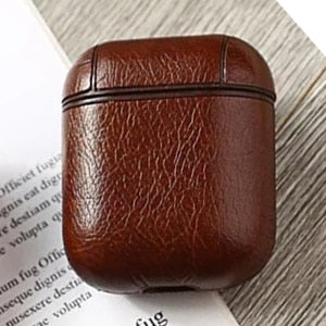 Luxury Earphone Case For Apple Airpods Strap Genuine Leather with Buttons Headphone Case