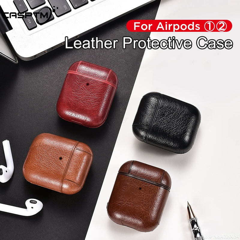 Leather Case For Apple AirPods With Buckle Hook Cases For Airpods