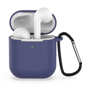 Airpods 2 Case Protective Cover with Carabiner with Hook Keychain Silicone Headphones Case
