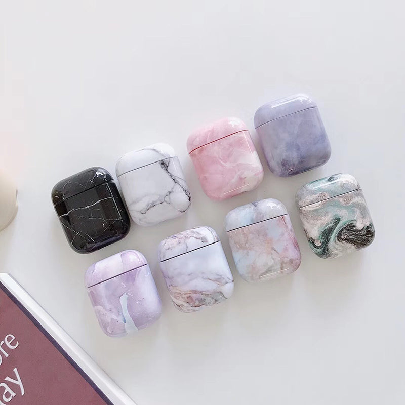 Luxury Marble Hard PC Wireless Earphone Charging Cover Bag for Apple AirPods