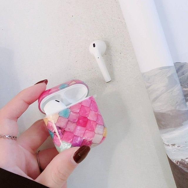 AirPods Case luxury Marble Dream Shell Pattern Cover Colorful Leopard Print Case Earphone Cover