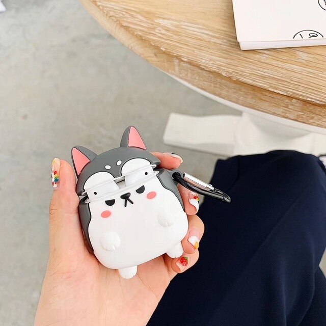 3D Silicone Earphone Case For Airpods Case Cute Dog Fish Cartoon Headphones Cover