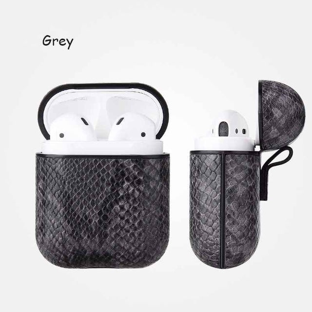 Snake Skin Bag Case For Apple AirPods Bluetooth Wireless Earphone Leather Case For Air Pods